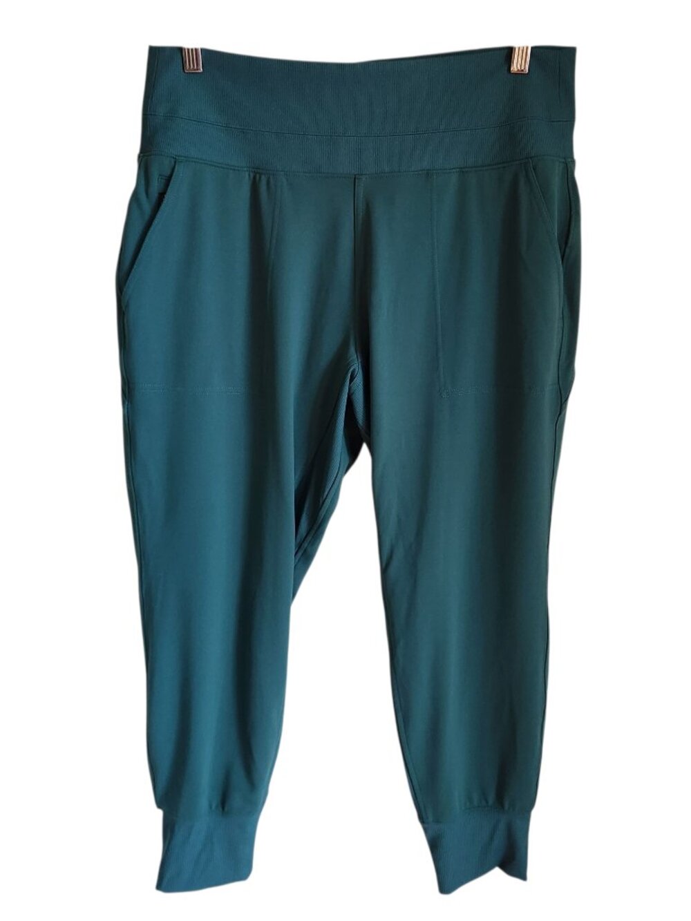 Athleta Pants Green Teal Large Petites LP Cropped Jogger Pant Pockets